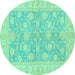 Round Oriental Turquoise Traditional Rug, abs3502turq