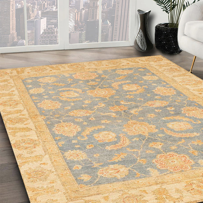 Machine Washable Abstract Yellow Rug in a Family Room, wshabs3502