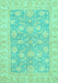 Machine Washable Oriental Turquoise Traditional Area Rugs, wshabs3502turq