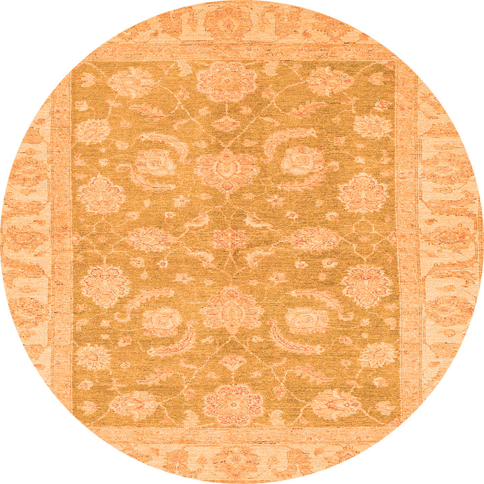 Round Oriental Orange Traditional Rug, abs3502org