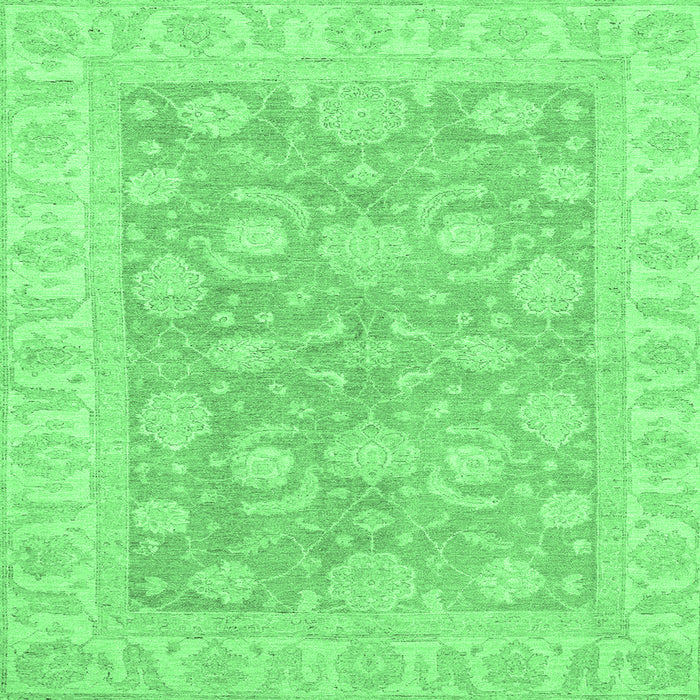 Square Machine Washable Oriental Emerald Green Traditional Area Rugs, wshabs3502emgrn