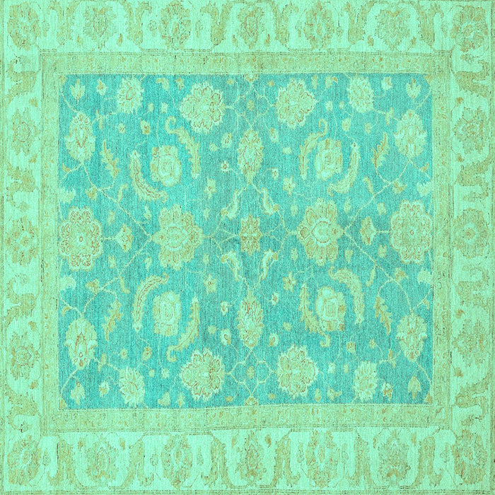 Square Oriental Turquoise Traditional Rug, abs3502turq