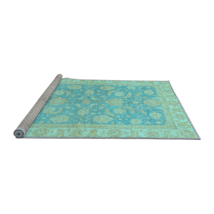 Sideview of Machine Washable Oriental Light Blue Traditional Rug, wshabs3502lblu