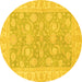 Round Oriental Yellow Traditional Rug, abs3502yw