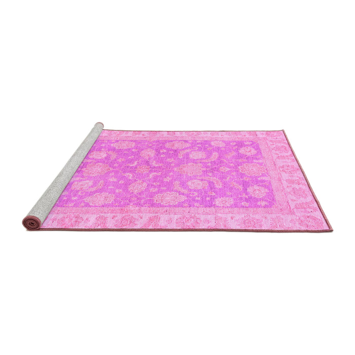 Sideview of Machine Washable Oriental Pink Traditional Rug, wshabs3502pnk