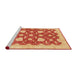 Sideview of Machine Washable Abstract Scarlet Red Rug, wshabs3503