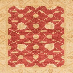 Square Abstract Scarlet Red Modern Rug, abs3503