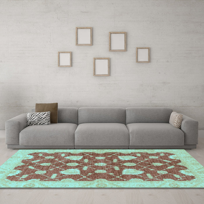 Machine Washable Abstract Light Blue Modern Rug in a Living Room, wshabs3503lblu