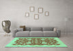 Machine Washable Abstract Turquoise Modern Area Rugs in a Living Room,, wshabs3503turq