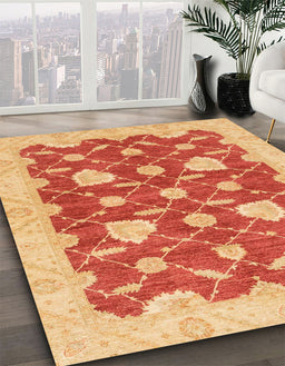 Abstract Scarlet Red Modern Rug in Family Room, abs3503