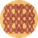 Round Machine Washable Abstract Brown Modern Rug, wshabs3503brn