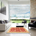 Square Abstract Scarlet Red Modern Rug in a Living Room, abs3503