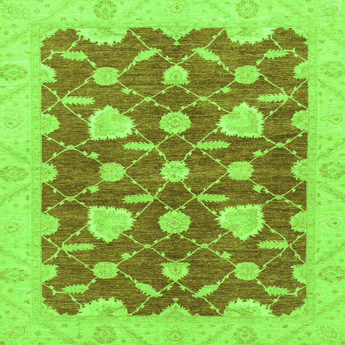 Square Machine Washable Abstract Green Modern Area Rugs, wshabs3503grn