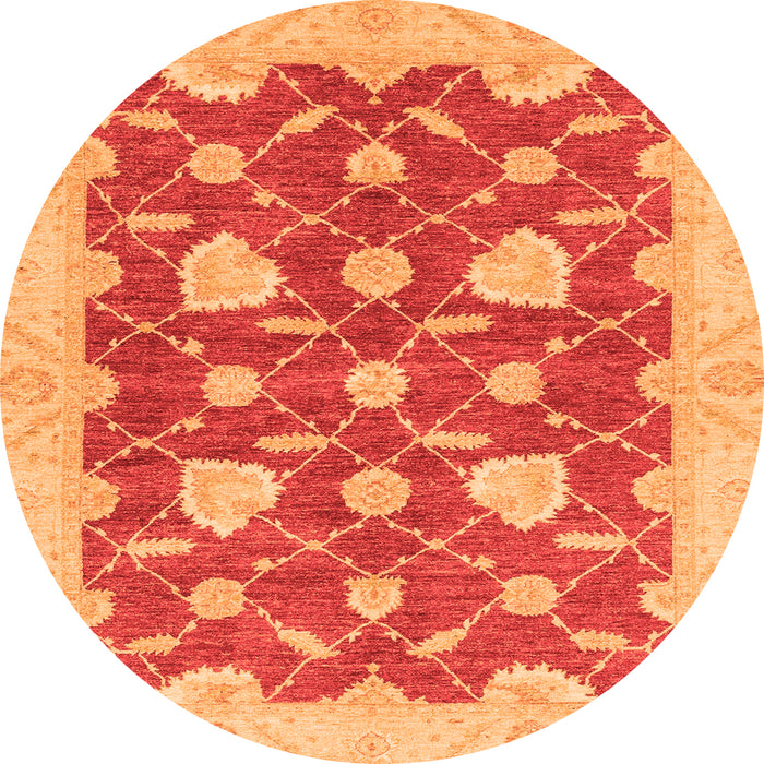 Round Abstract Orange Modern Rug, abs3503org