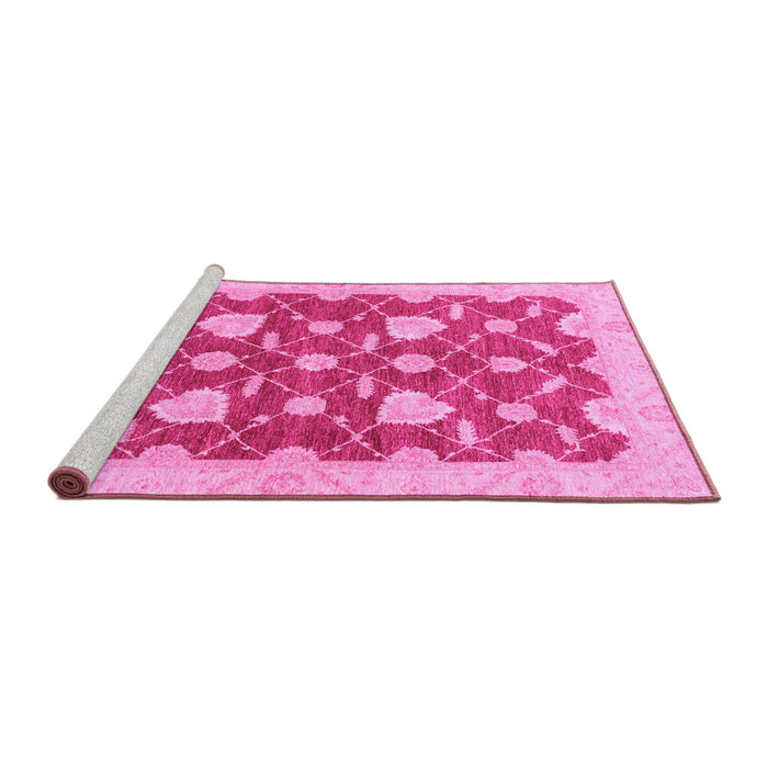 Sideview of Machine Washable Abstract Pink Modern Rug, wshabs3503pnk