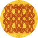 Round Abstract Yellow Modern Rug, abs3503yw