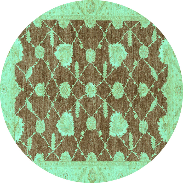 Round Abstract Turquoise Modern Rug, abs3503turq