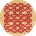 Round Machine Washable Abstract Scarlet Red Rug, wshabs3503