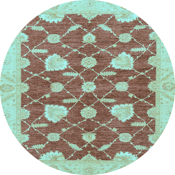 Round Machine Washable Abstract Light Blue Modern Rug, wshabs3503lblu