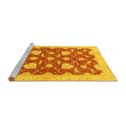 Sideview of Machine Washable Abstract Yellow Modern Rug, wshabs3503yw