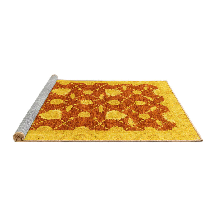 Sideview of Machine Washable Abstract Yellow Modern Rug, wshabs3503yw