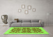 Machine Washable Abstract Green Modern Area Rugs in a Living Room,, wshabs3503grn