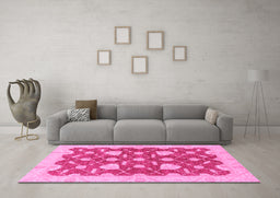Machine Washable Abstract Pink Modern Rug in a Living Room, wshabs3503pnk