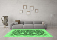 Machine Washable Abstract Emerald Green Modern Rug, wshabs3503emgrn