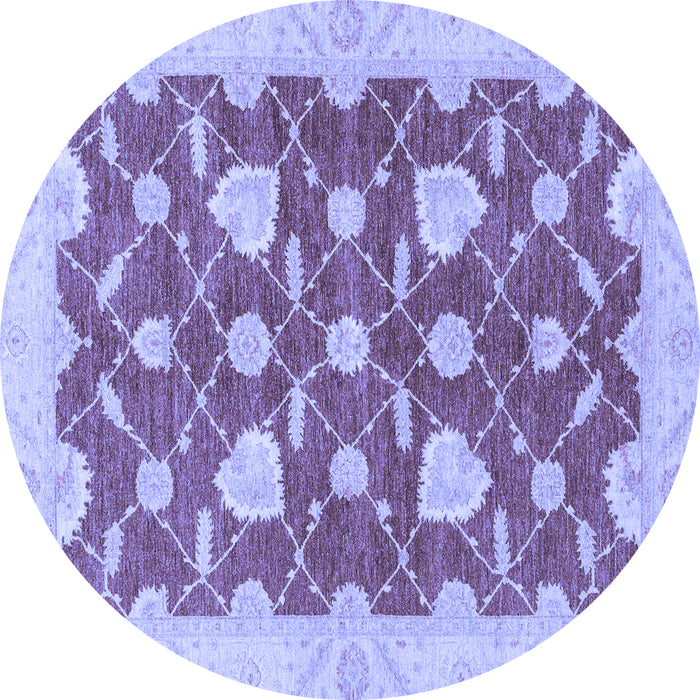 Round Abstract Blue Modern Rug, abs3503blu