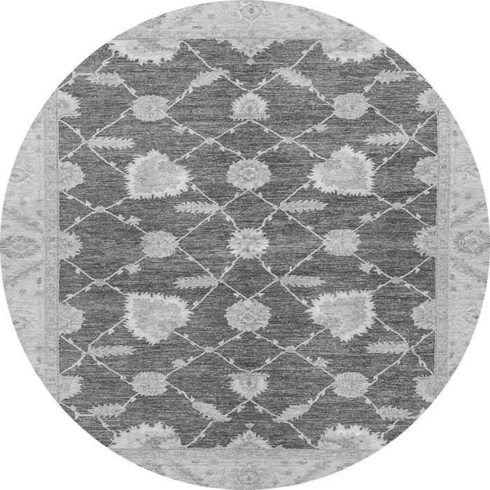 Round Machine Washable Abstract Gray Modern Rug, wshabs3503gry