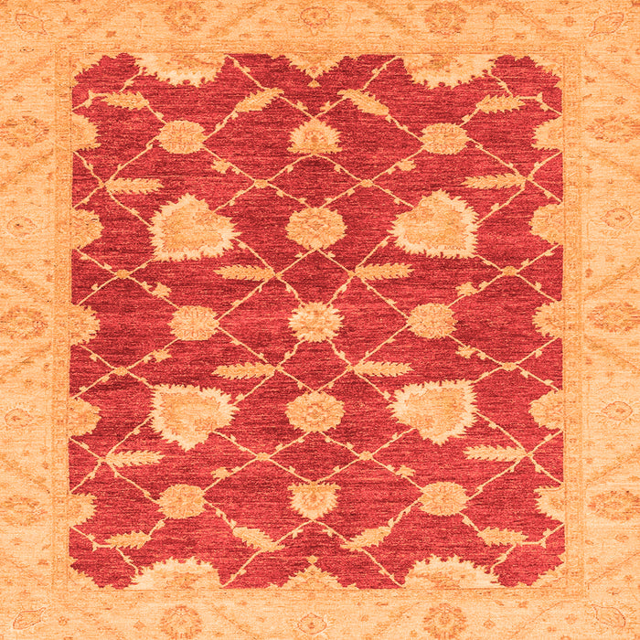 Square Machine Washable Abstract Orange Modern Area Rugs, wshabs3503org