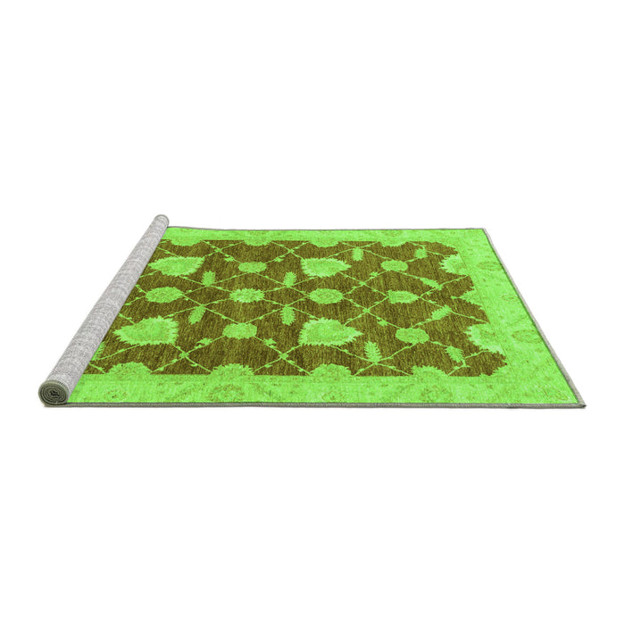 Sideview of Machine Washable Abstract Green Modern Area Rugs, wshabs3503grn