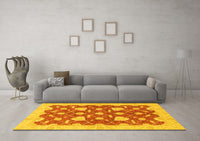 Machine Washable Abstract Yellow Modern Rug, wshabs3503yw