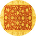 Round Oriental Yellow Traditional Rug, abs3504yw