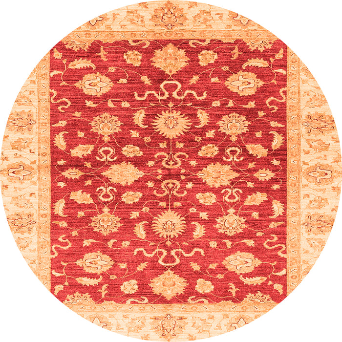 Round Machine Washable Oriental Orange Traditional Area Rugs, wshabs3504org