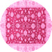 Round Oriental Pink Traditional Rug, abs3504pnk