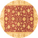 Round Oriental Brown Traditional Rug, abs3504brn