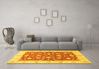 Machine Washable Oriental Yellow Traditional Rug, wshabs3504yw