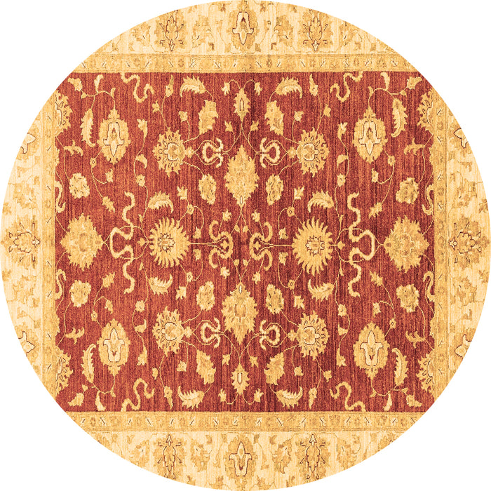 Round Machine Washable Oriental Brown Traditional Rug, wshabs3504brn