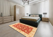 Machine Washable Abstract Orange Red Rug in a Bedroom, wshabs3504