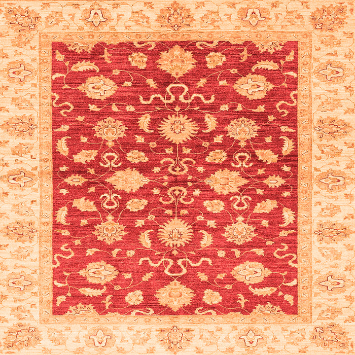 Square Oriental Orange Traditional Rug, abs3504org