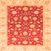 Square Machine Washable Oriental Orange Traditional Area Rugs, wshabs3504org