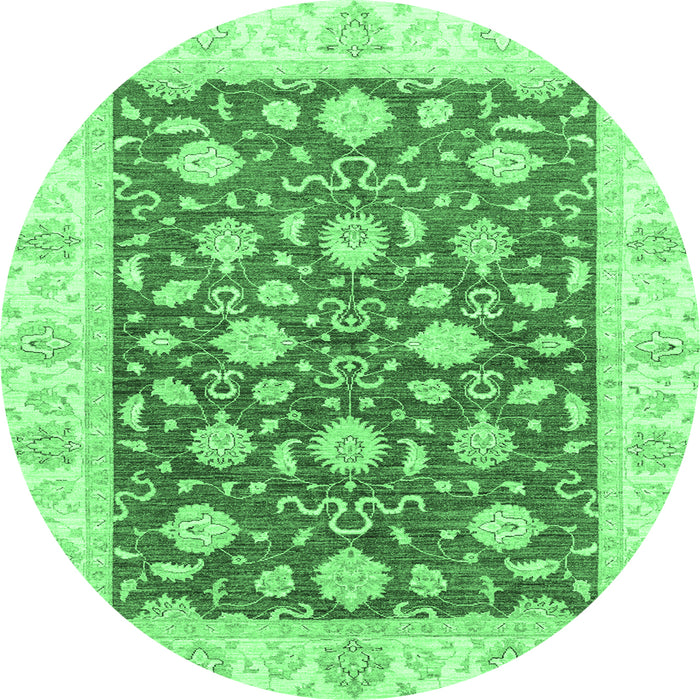 Round Oriental Emerald Green Traditional Rug, abs3504emgrn