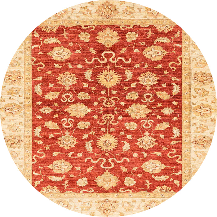 Round Machine Washable Abstract Orange Red Rug, wshabs3504