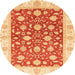 Round Machine Washable Abstract Orange Red Rug, wshabs3504