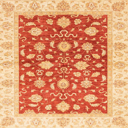Square Abstract Orange Red Oriental Rug, abs3504