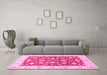 Machine Washable Oriental Pink Traditional Rug in a Living Room, wshabs3504pnk