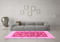 Machine Washable Oriental Pink Traditional Rug, wshabs3504pnk