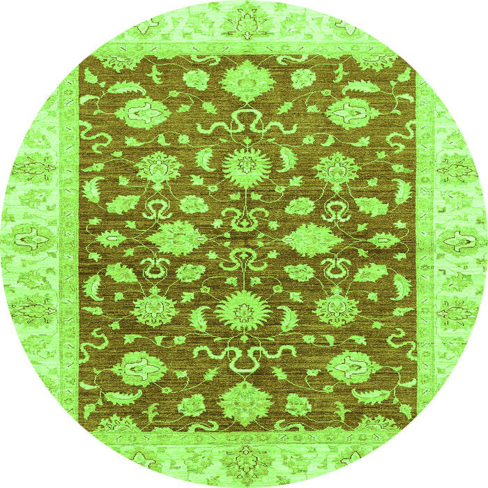 Round Oriental Green Traditional Rug, abs3504grn