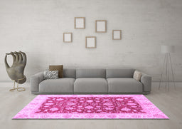Machine Washable Oriental Purple Traditional Area Rugs in a Living Room, wshabs3504pur